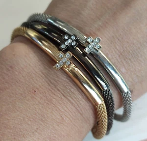 braccialetto di design argento oro più fili maglia mesh multistrand bracelet - Foto 1 di 6