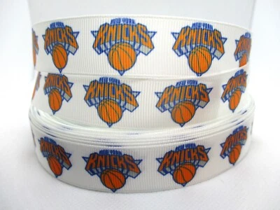 New York Knicks Basketball 7/8" Grosgrain Ribbon YOUR CHOICE 5 or 10 Yards (NBA) - Image 1 of 3