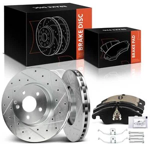 Drilled Brake Rotor & Ceramic Brake Pad for Mercedes-Benz C300 C350 E250 SLC300 - Picture 1 of 8