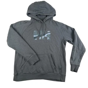 Helly Hansen Hoodie Mens Large Gray Camo Logo Pullover Sweatshirt Organic Cotton - Picture 1 of 14