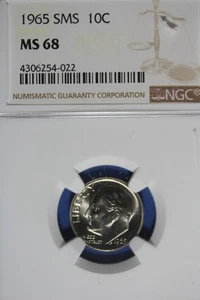 1965 SMS NGC MS68 ROOSEVELT DIME #B50826 - Picture 1 of 2