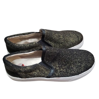 Zapatilla deportiva Luichiny para mujer Vay Kay de moda peluda sin cordones negra dorada talla 10 Foto 1 de 4