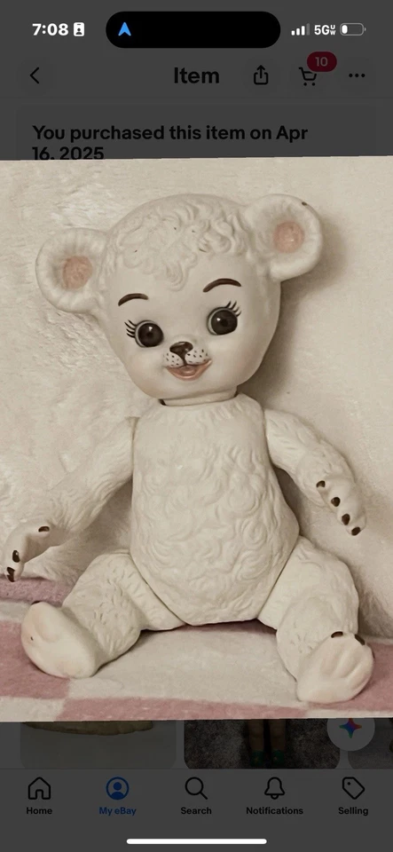 Vintage Sun Rubber Co ? Sunny The Bear Jointed Toy 1950s ceramic 9 inches tall - Image 1 of 1