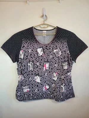 Blusa Médica Mujer Winnie the Pooh & Friends Manga Corta Negra y Gris 3XL Bolsillos Foto 1 de 4