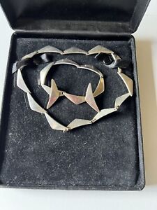Mid Century HANS HANSEN DENMARK 925 Sterling  Boomerang Necklace+ Bracelet Eari