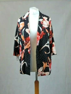 River Island Black Floral Spot Longline Blazer Size 12 uk Rrp £60 CR013 BB 03   - Picture 1 of 9