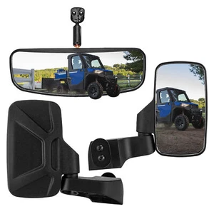 WEISEN Door Mounted Side Mirrors w/Center Mirror For Polaris Ranger SP 570/Crew - Picture 1 of 10