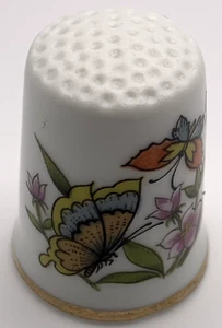 Farfalla Disegno Floreale Da Collezione Dito Ceramica Cucito Ditale 1900 - Foto 1 di 5
