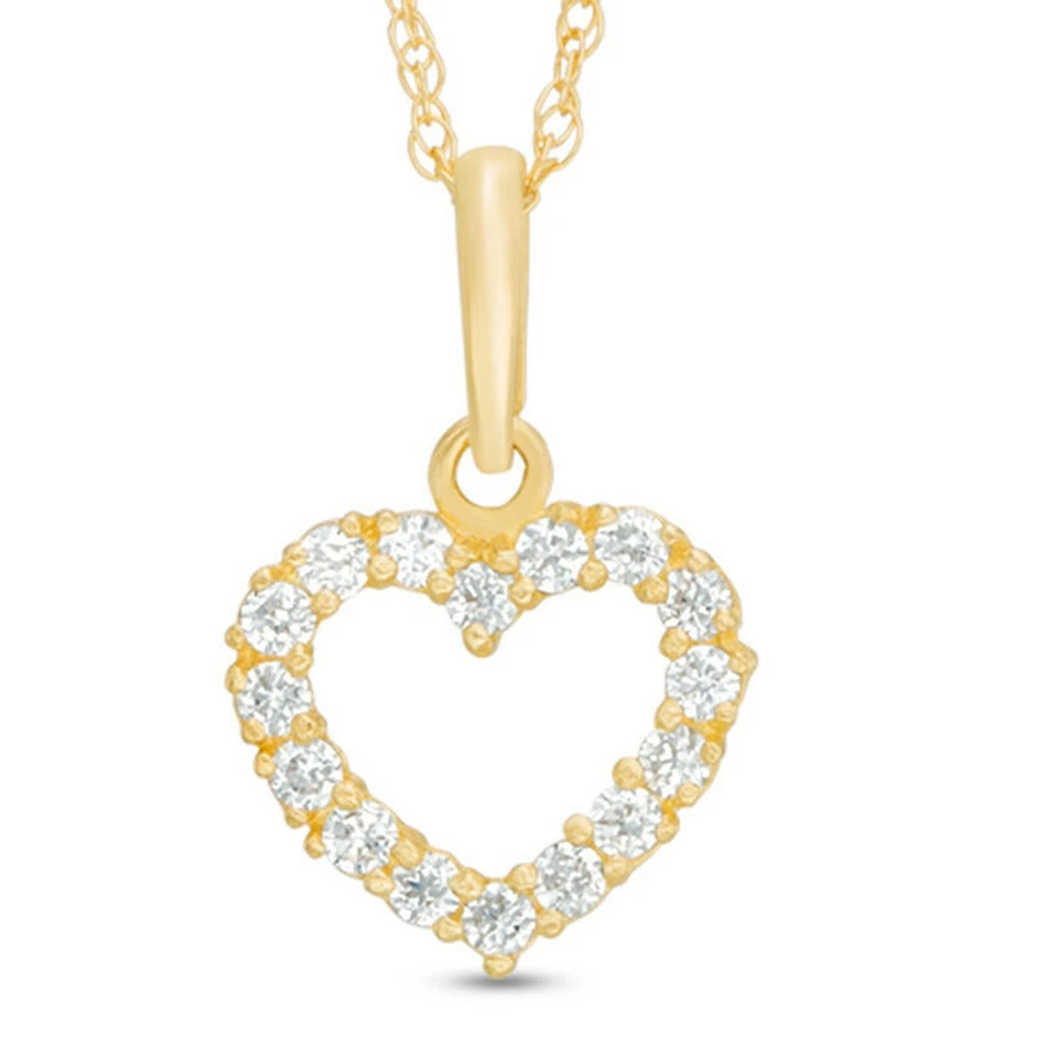 0.40CT VVS1 Vero Moissanite 14k Placcato Oro Giallo Collana con Pendente a Cuore - Immagine 1 di 1