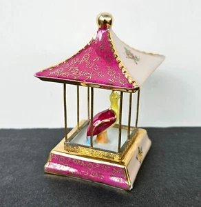 Vintage Limoges Porcelain Figurine Bird Gilded Cage - Picture 1 of 7
