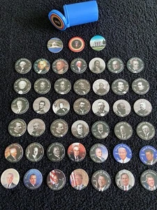 Pogs 1992 set of US President 45 & collector tube very hard to find - Picture 1 of 10