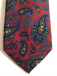 Ralph Lauren Krawatte handgefertigt 100 % Seide rot & blau Paisley-Muster Herren - Bild 1 von 9