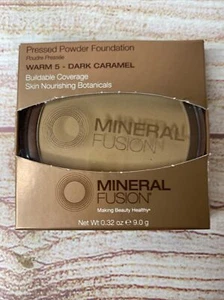 Mineral Fusion Pressed Powder Foundation Warm 5 Dark Caramel 0.32oz Buildable - Picture 1 of 5