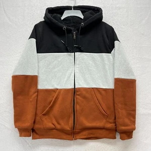 Six Lincoln New York Fleece gefütterter Hoodie Herren Gr. M - Orange Schwarz Colorblock - Bild 1 von 12