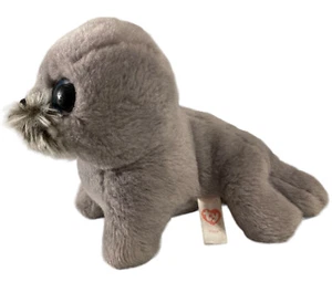 Ty Beanie Boo VelveTy Baby Sea Lion Plush Wiggy Gray Seal Blue Eyes Stuffed 6” - Picture 1 of 8