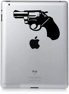 Novelty Hand Gun Revolver Snub Nose Style Sticker Vinyl decal/ iPad/ laptop - Picture 1 of 6