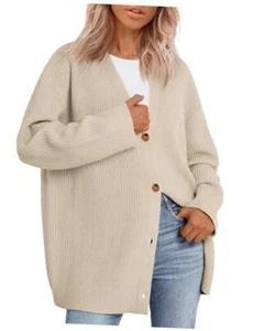  Women Oversized Cardigan Sweater 2025 Fall Outfits Cloth Medium Apricot - Picture 1 of 7