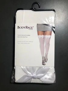 Body Rage White Thigh High with Bow, One Size Plus ** - Picture 1 of 2