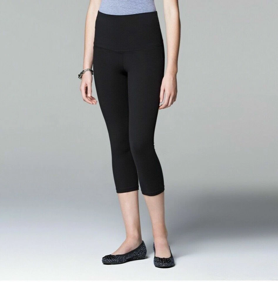 Simply Vera Vera Wang Vw2327 High-waist Mesh Panel Shaping Capri Leggings Small