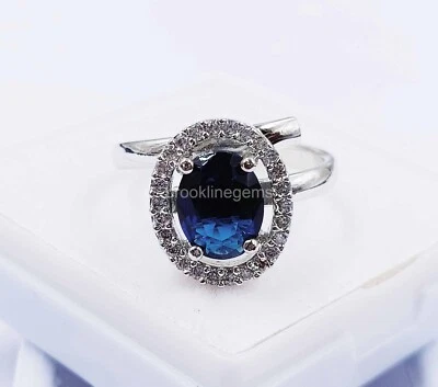 Adjustable Ring  7 US CZ AD Silver Plated Indian Engagement Tanzanite Ring NK - Imagem 1 de 4