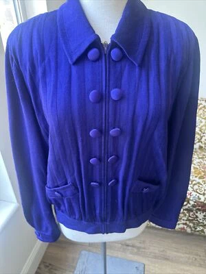 ST.JOHN PURPLE KNIT  BOMBER JACKET SZ L ZIPPER - Image 1 of 4