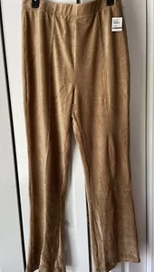 Derek Heart Damen Gold Velour ausgestelltes Bein vorne geteiltes Bein Hose-XL Tall-Neu mit Etikett - Bild 1 von 6