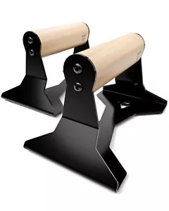 Push-Up Parallettes with Wooden Handles and Steel Frame for Strength Training - Picture 1 of 7