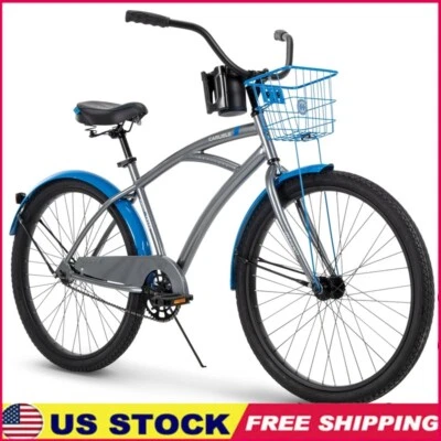 Men's Cruiser Bike 26 In Wheels Coaster Brake Front Basket Adjustable Seat New - Image 1 of 4