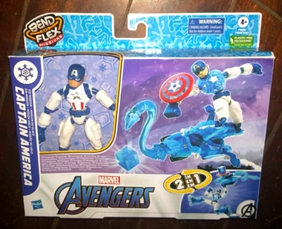 Boneco Avengers Bend & Flex Missions: CAPTAIN AMERICA ICE MISSION com acessórios! - Imagem 1 de 4