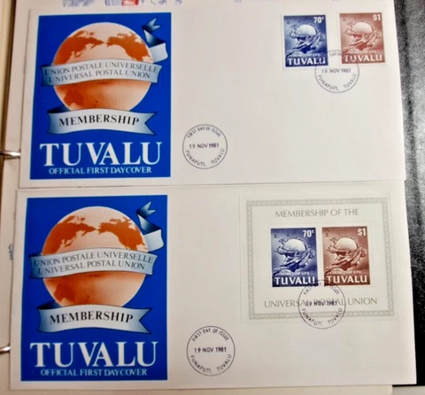 Tuvalu Stamp Sc 164-165a, Universal Postal Union, 2 FDC VF (GT) Cover
