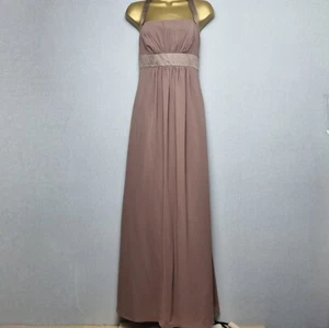 Alfred Angelo Dress Size 10 Formal Brown Chiffon Halterneck Wedding Guest - Picture 1 of 8