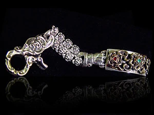 Rose ID Bracelet with emerald and rubies - Picture 1 of 6
