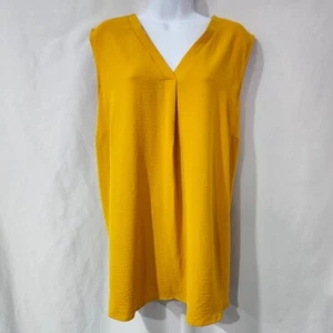 Como Blu NWT Women's Tunic Top Size 2X Mustard Yellow Sleeveless V-Neck Flowy - Picture 1 of 6