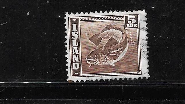 SELLO USADO ISLANDIA SC# 219 1939 5a PECES DEFINITIVO MUY FINO ANTIGUO VINTAGE Foto 1 de 1