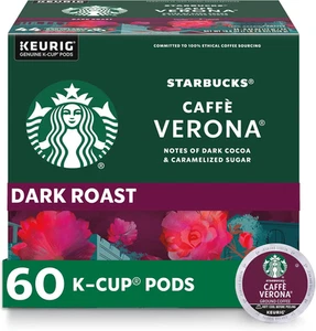 K-Cup Coffee Pods, Dark Roast Coffee, Caffè Verona, 100% Arabica, 6 Boxes (60 Po - Picture 1 of 8