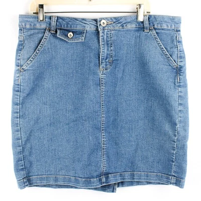 Falda corta de mezclilla Merona lavado medio para mujer talla 14R Foto 1 de 4