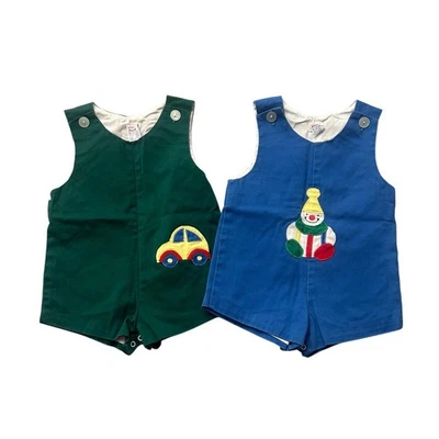 Vintage Samara Boys 24 Mon Rompers Lot Car Clown Applique 80s 90s Outfit Clothes - Image 1 of 4