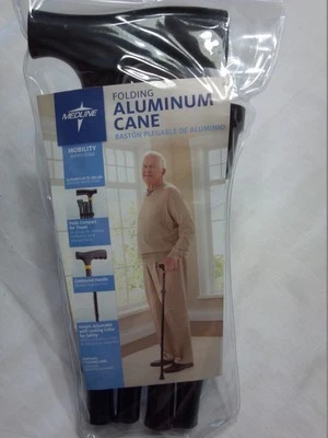 MEDLINE; Bastón de Aluminio Plegable Compacto, MDS86430W Ajustable Cuello de altura y bloqueo Foto 1 de 3
