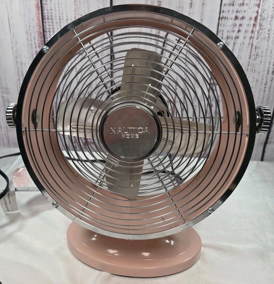 Ventilador Nautica Home rosa redondo metal aparência retrô 2 velocidades silencioso 10" - Imagem 1 de 4
