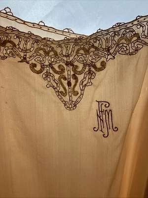 Fancy 1920s Silk Trousseau Step In 20s Flapper Romper Peach - Image 1 of 4