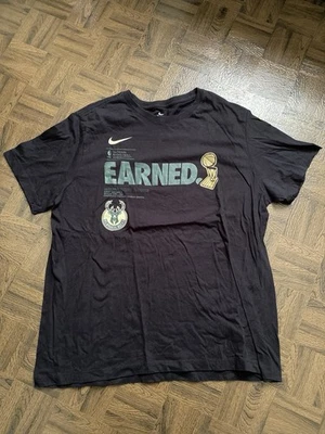 Authentic Milwaukee Bucks NBA Championship T-shirt Earned It’ Size XL - Image 1 of 3