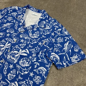 Columbia PFG Hemd Herren mittelblau Grafik Hawaii belüftet Angeln Camp Baumwolle - Bild 1 von 9