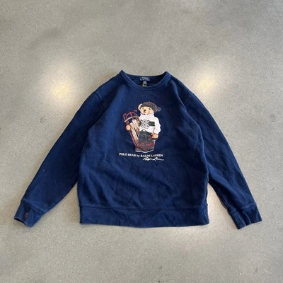 Polo Bear Ralph Lauren Sweatshirt Youth XL 18-20 Blue Crewneck Pullover *Mens S - Image 1 of 4