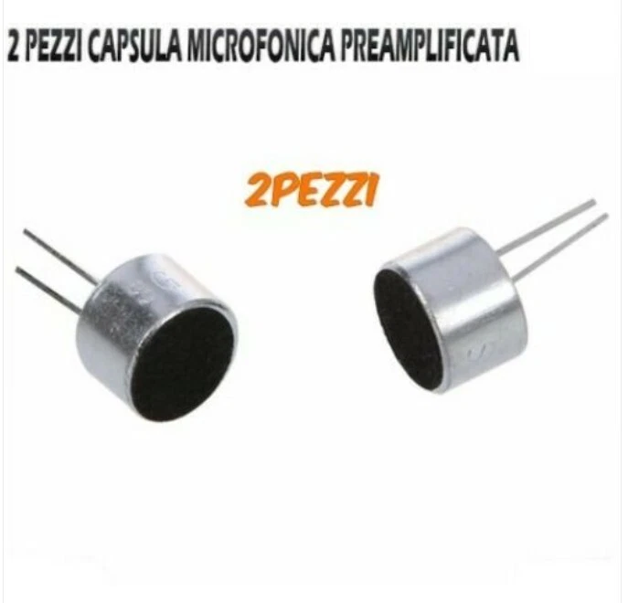 ELCART 2X Capsula Microfonica pre amplificata omnidirezionale a condensatore (2 Pezzi)