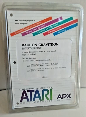 Raid on Gravitron; Atari 400/800/XL/XE; Disk w/manual APX-20267; Plastic cover - Image 1 of 3