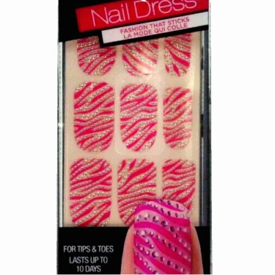 Kiss Nail Strips At Home Manicure Pedicure Kit Pink Animal Print 3D Crystals - Image 1 of 4