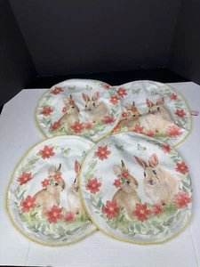 15" Isaac Mizrahi Easter Bunny Floral Butterfly Placemats Round Farmhouse Set 4x - Picture 1 of 3