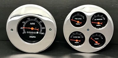 1947 1948 1949 1950 1951 1952 1953 GMC TRUCK 5 GAUGE CLUSTER BLACK - Image 1 of 4