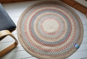Cotton blue rust beige circle cottage braided biodegradable circular rugs SALE - Picture 1 of 3