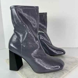 Nuevas Botas al Tobillo Topshop Gris Patente de Cuero - Imagen 1 de 9